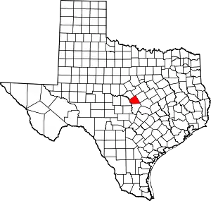 State map highlighting Lampasas County