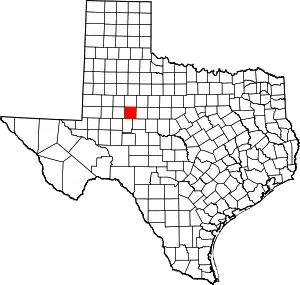 State map highlighting Mitchell County