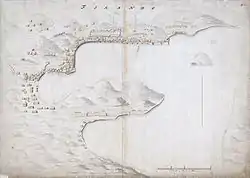 Topographical map of the bay of Hirado in 1621