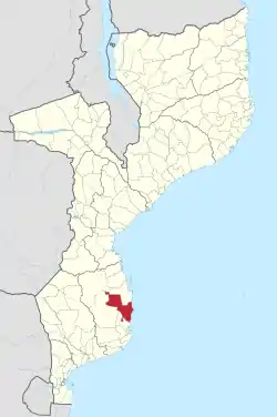 Massinga District on the map of Mozambique