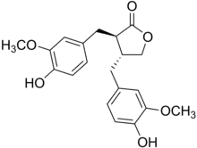 Matairesinol, illustrating the dibenzylbutyrolactone motif