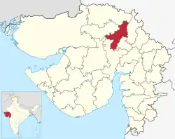 Location of district in Gujarat