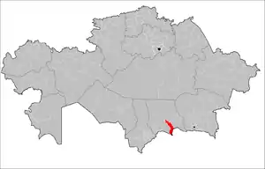 Location of Merki District in Kazakhstan