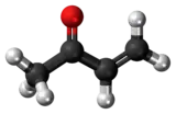 Ball-and-stick model of the methyl vinyl ketone molecule