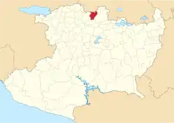 Location of Angamacutiro in Michoacán