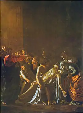 The Raising of Lazarus, Oil on canvas, c. 1609, Michelangelo Merisi da Caravaggio (Museo Regionale, Messina)