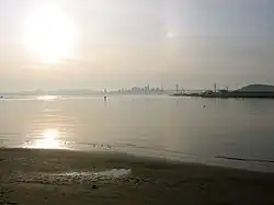 View of beach area and San Francisco from the park.