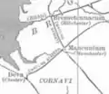 A detail from the same map displaying the Northwest  "Watling Street"