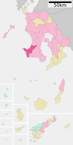 Location of Minamisatsuma in Kagoshima