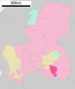 Location of Mizunami in Gifu Prefecture