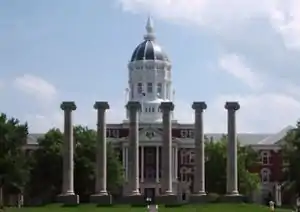 Jesse Hall and the columns on Francis Quadrangle