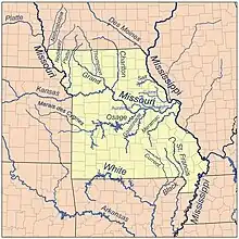 Map of Missouri rivers, including Cuivre River