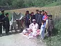 School children of Govt Primary School Kaddi at a mobile tuckshop near the school.