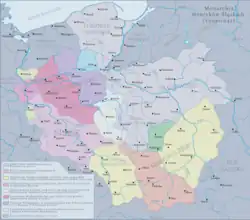 Map of Poland in the first half of the 13th century, shows a border between Duchy of Masovia and Lithuania