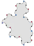 Chiral aperiodic monotile with cubic Bézier curves as edges.