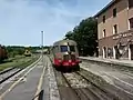 Heritage diesel railcar standing on platform 2.