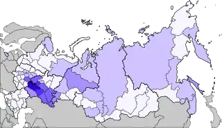 Distribution of Mordvins, 2010