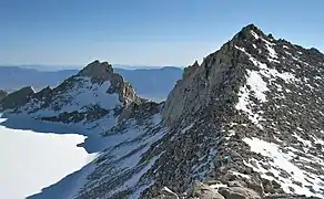 Mount Carillon (right) and its subpeak The Cleaver (left)