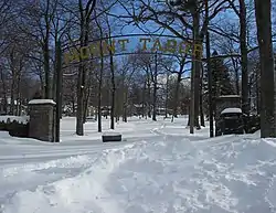 The entrance to Mount Tabor on Route 53 as seen during the winter.