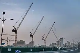 Roadside view of construction in Msheireb Downtown Doha in 2013