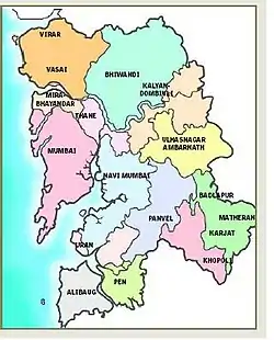 Map showing the extent of MMR with its municipal corporations and councils