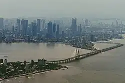 Worli skyline as seen over the Bandra Worli Sea Link