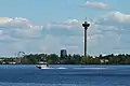 Näsinneula as seen from Lentävänniemi across Näsijärvi. Hotel Torni is visible in the background.