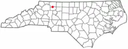 Location of Boonville, North Carolina