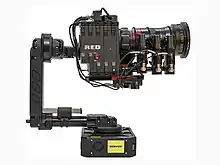 NEWTON S2 gimbal for remote control and 3-axis stabilization of a RED camera, Teradek lens motors and Angeniuex lens.