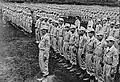 A police officer of a police reserve party who will face the first morning assembly after commissioning