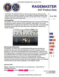 RAGEMASTER – Hardware implant concealed in a computer's VGA cable to capture screenshots and video