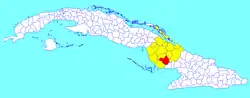 Najasa municipality (red) within  Camagüey Province (yellow) and Cuba