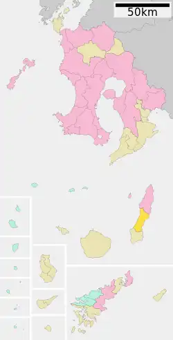 Location of Nakatane in Kagoshima Prefecture