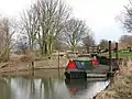 Narrowboat at Cottingwith Lock, near East Cottingwith