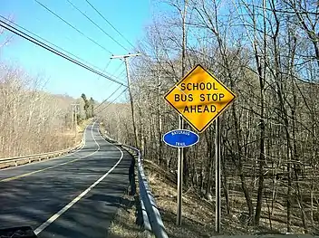 Natchaug Trail sign on Connecticut Route 44. Entrance south to middle sections.