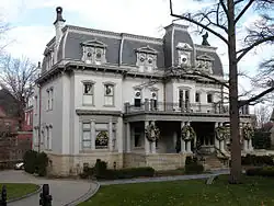 Negley-Gwinner-Harter House, built in 1870 and 1871, at 5061 Fifth Avenue.  Original architect: Unknown, but Osterling remodeled the house and was responsible for additions between 1912 and 1923.