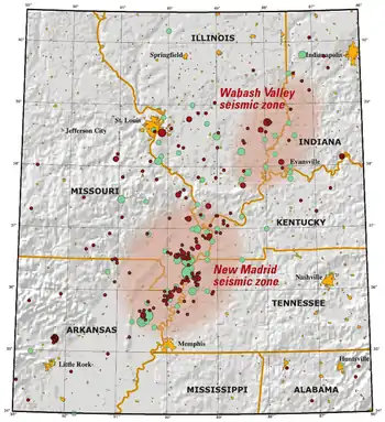 Map of New Madrid Seismic Zone