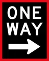 Old version of One-way traffic (pointing right) (19??-1987)