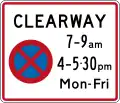 (R6-12.2) Clearway (No Stopping) (with two peak times)