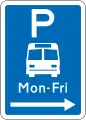 (R6-53.2.2) Bus Parking: Non-standard Hours (on the right of this sign)