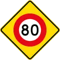 (W10-3) 80 km/h speed limit ahead