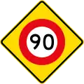 (W10-3) 90 km/h speed limit ahead