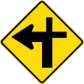 (W11-2.1/PW-9.1) Priority road turns left