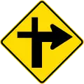 (W11-2.1/PW-9.1) Priority road turns right