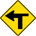 (W11-3/PW-10) Controlled T-junction (priority turns left)