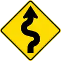 (W12-2.4/PW-23) Series of curves ahead, first to right