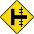 (W15-1.1/PW-13.1) Railway level crossing on side road to right