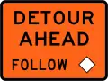 (TW-21) Detour ahead - follow diamond symbol