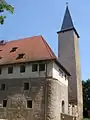 Water castle in Niederroßla with the highest bergfried in Germany: 57 metres high