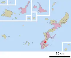 Location of Nishihara in Okinawa Prefecture